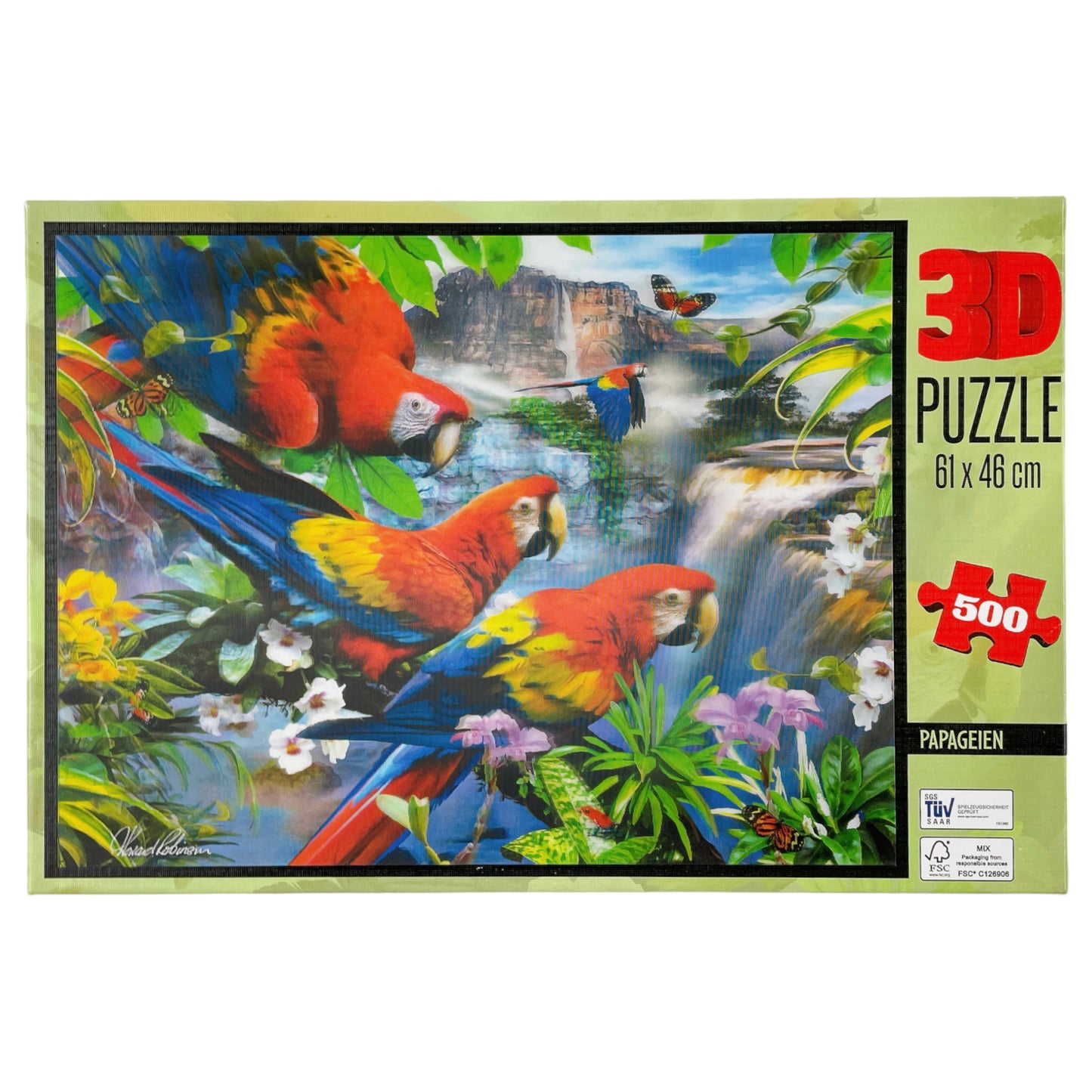 3D Puzzle Papageien, 500 Teile