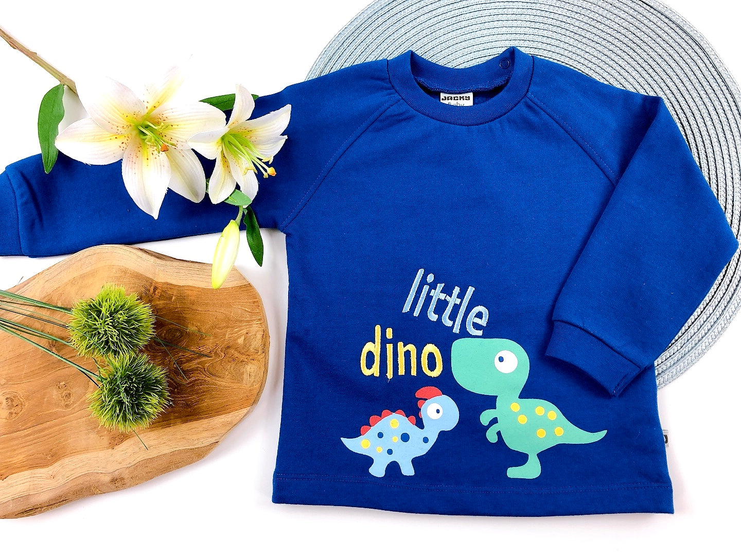 Jacky Baby Langarm-Shirt Dinos, Gr. 80, blau