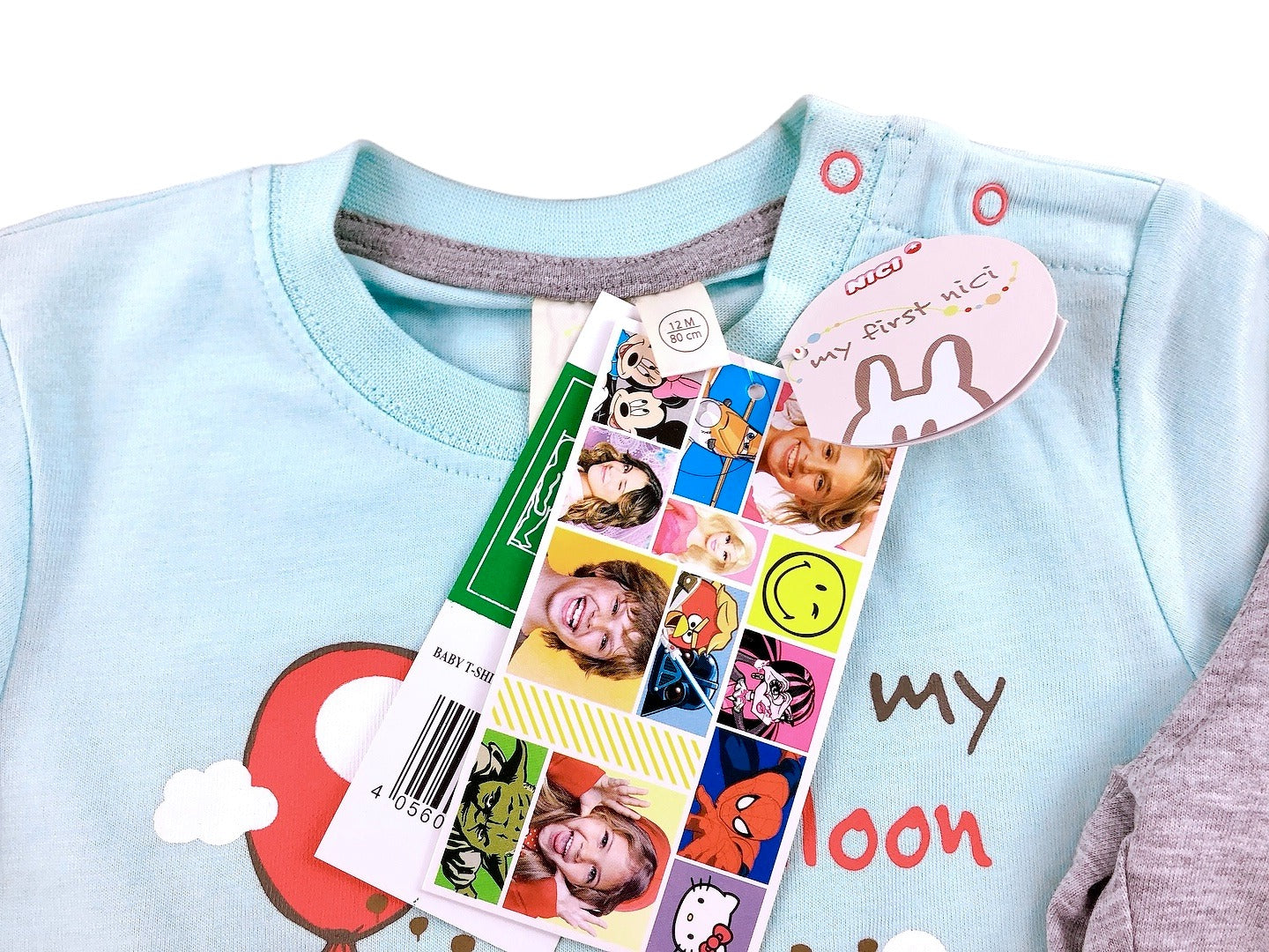 2-tlg. Set, NICI, Langarm-Shirt + Hose, Gr. 80, grau-blau
