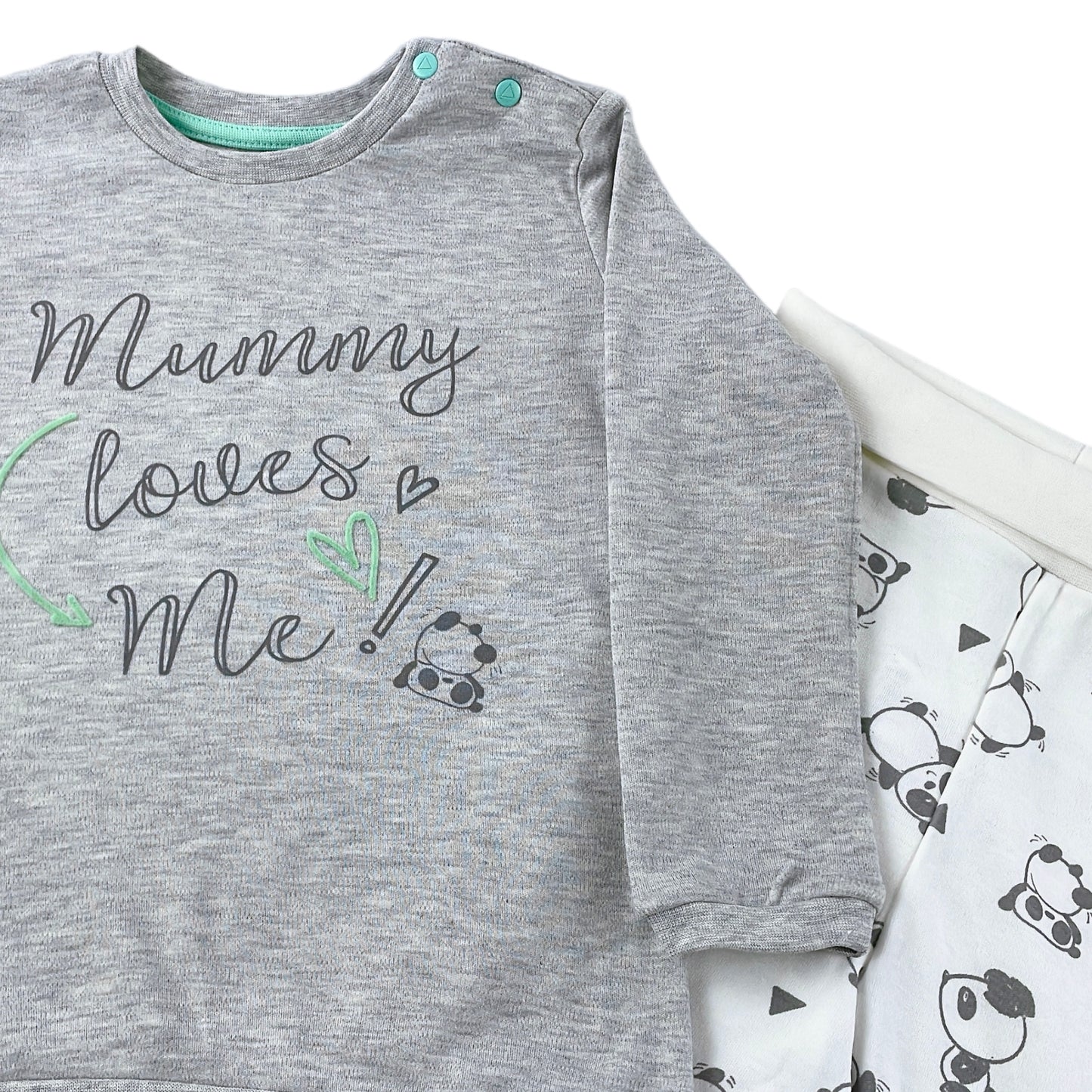 2-tlg. Set Panda, Langarmshirt+Hose, Grau