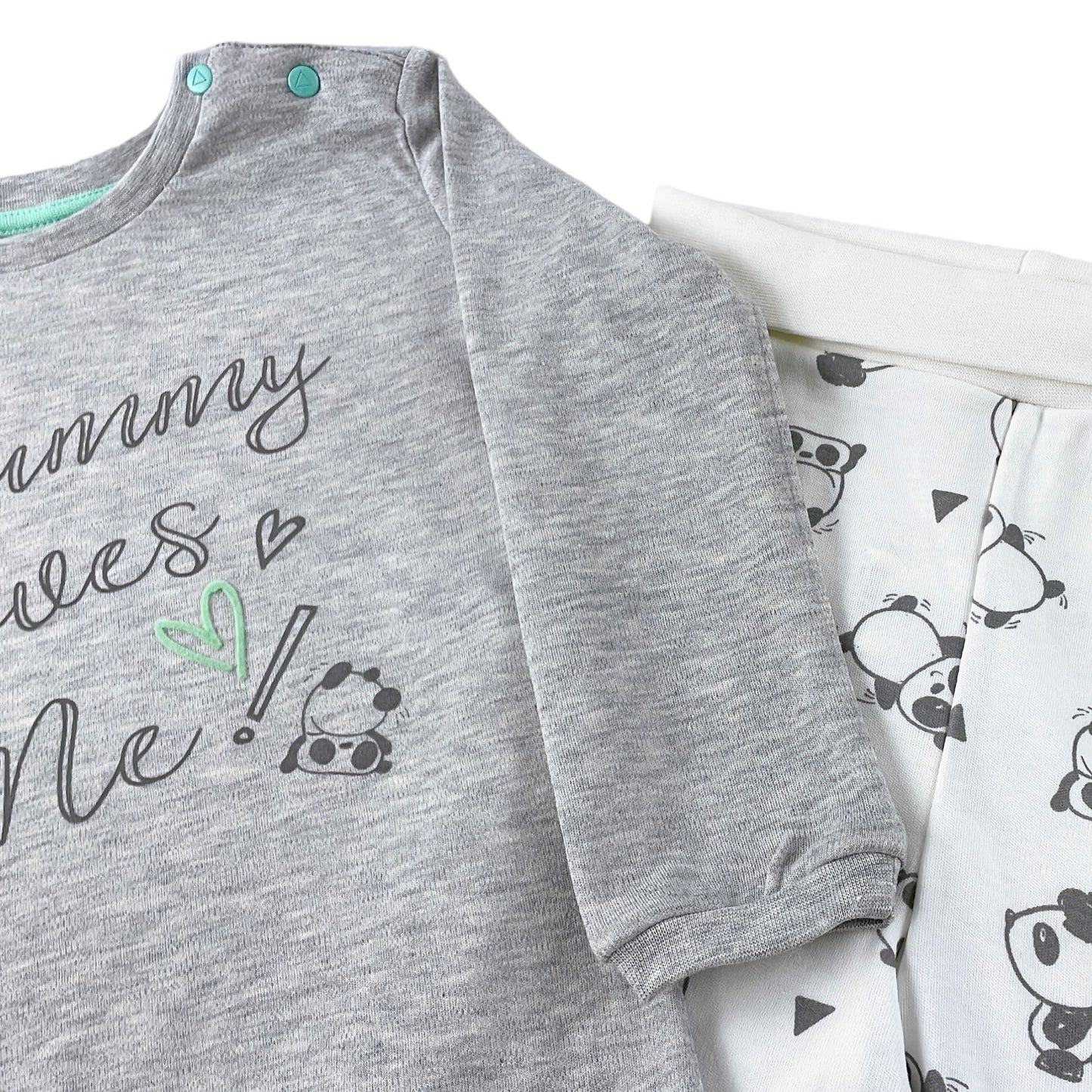 2-tlg. Set Panda, Langarmshirt+Hose, Grau