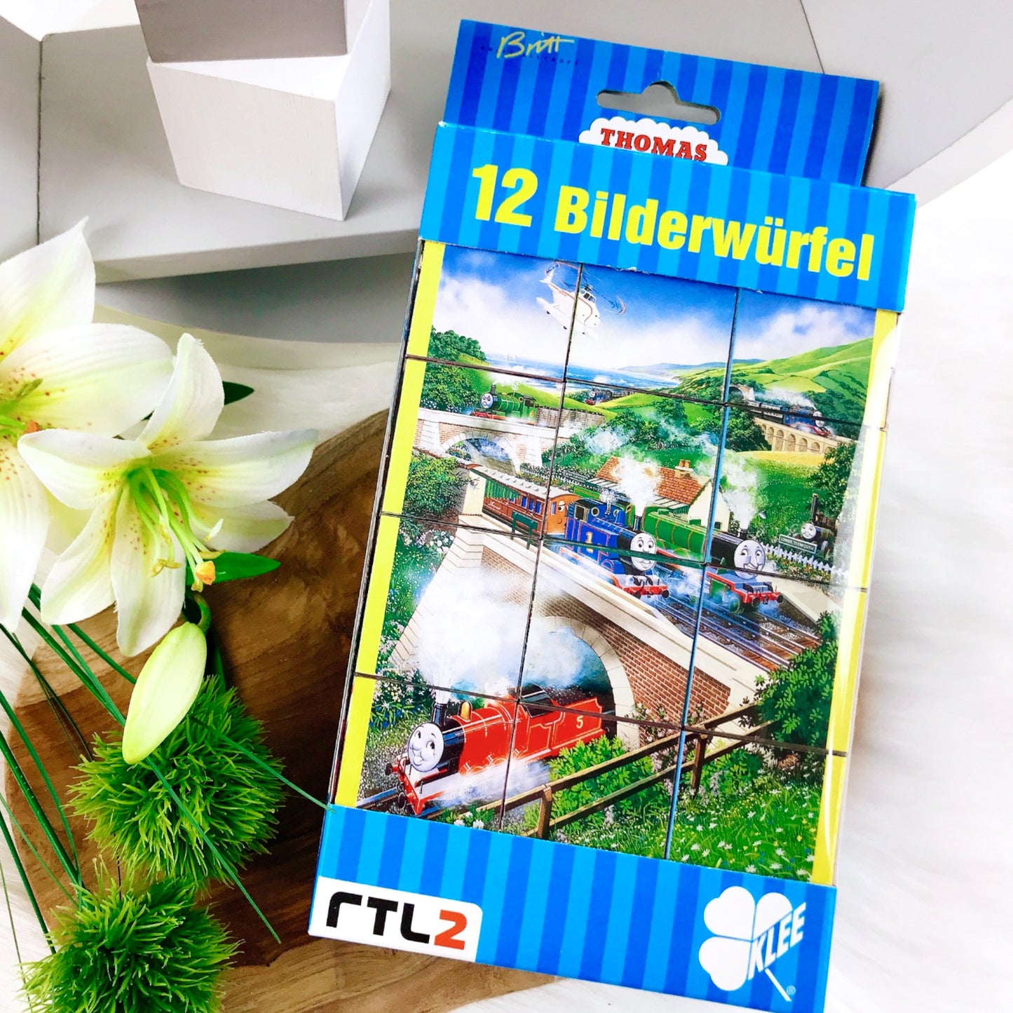 12 Bilderwürfel „Thomas die kleine Lokomotive“, Holz