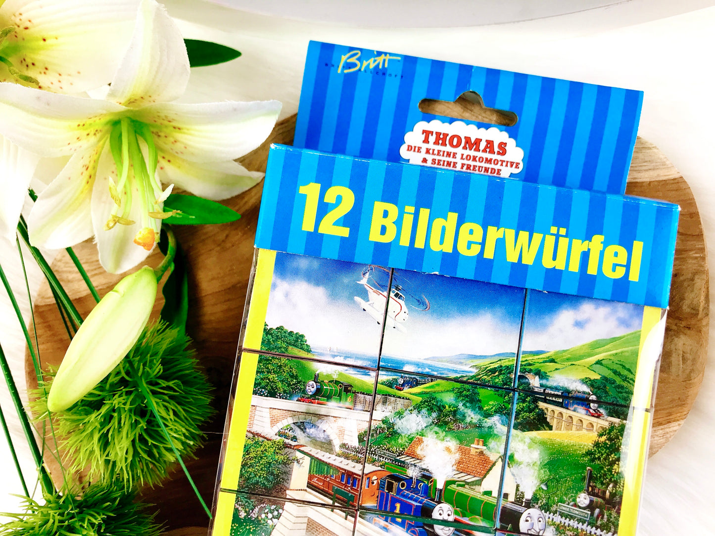 12 Bilderwürfel „Thomas die kleine Lokomotive“, Holz