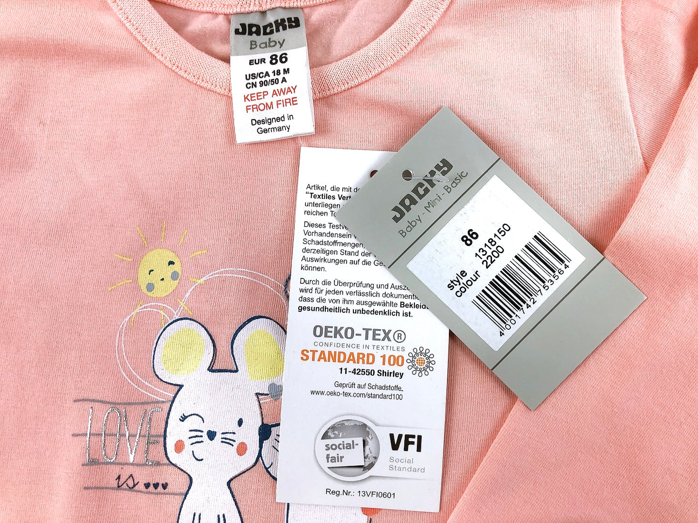 Jacky Baby Langarm-Shirt, Gr. 86, rosa