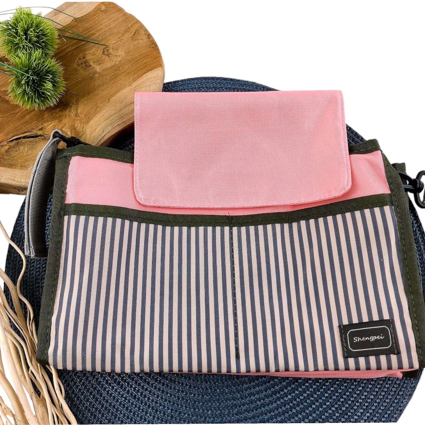 Kleine Wickeltasche mit viel Stauraum, rosa / grau