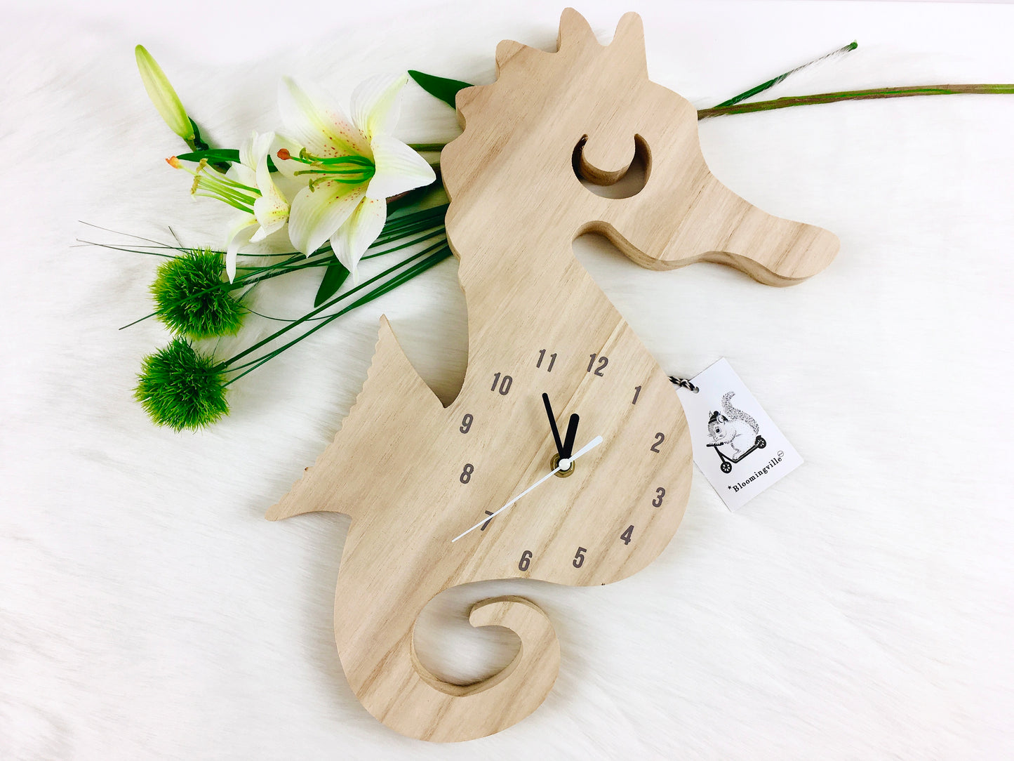 Wanduhr Seepferdchen in natur, Bloomingville