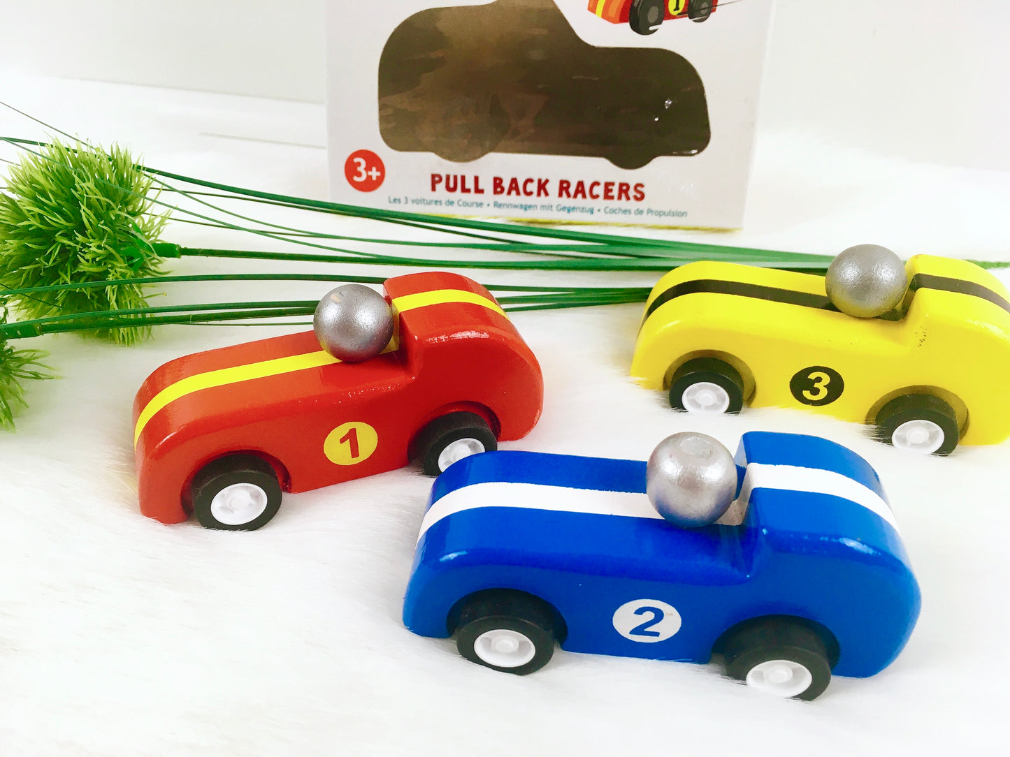 Le Toy Van, Rückzugautos 3er Set, Rennautos, Holz