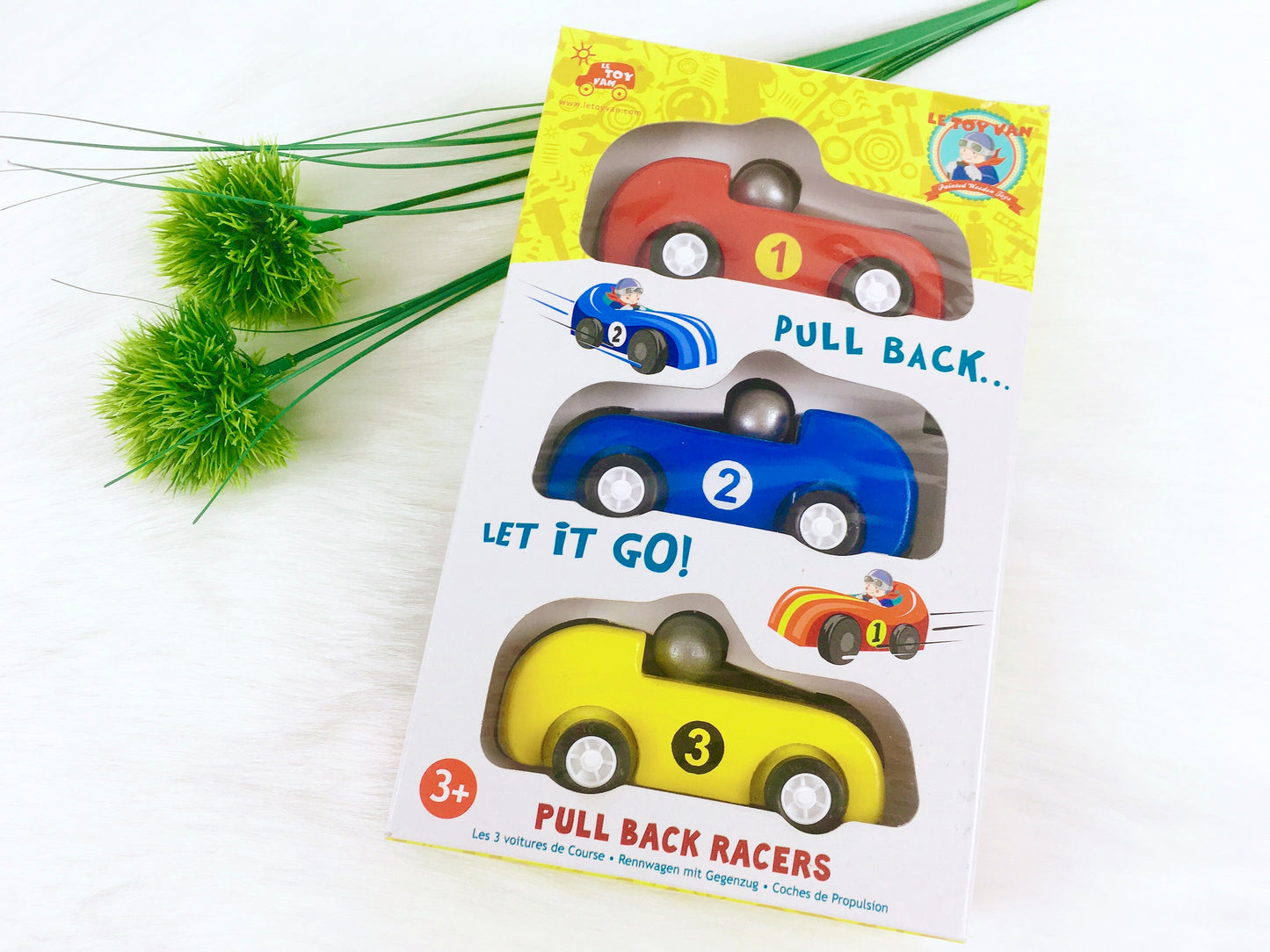 Le Toy Van, Rückzugautos 3er Set, Rennautos, Holz