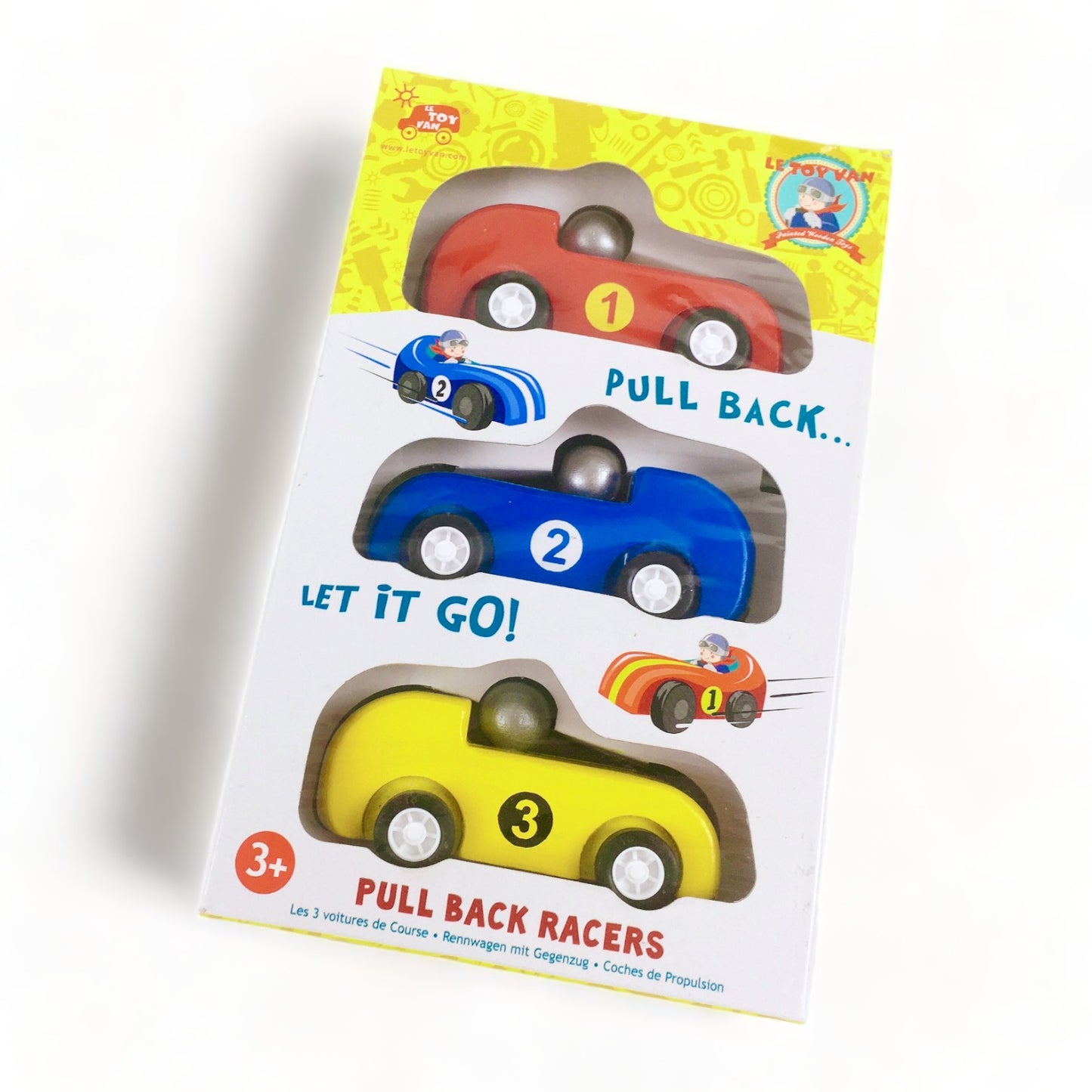 Le Toy Van, Rückzugautos 3er Set, Rennautos, Holz