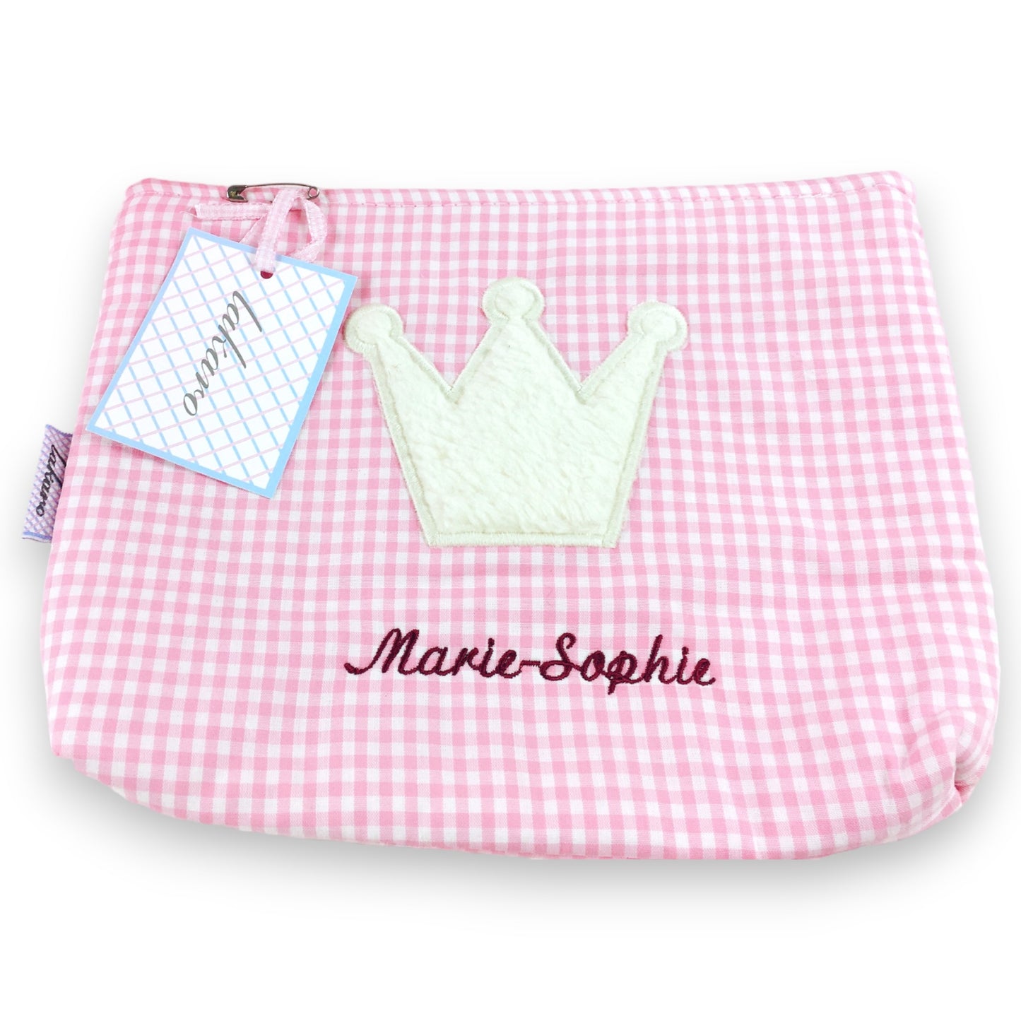 Kulturbeutel, Windeltasche, bestickt mit "Marie-Sophie", lakaro, rosa, neu