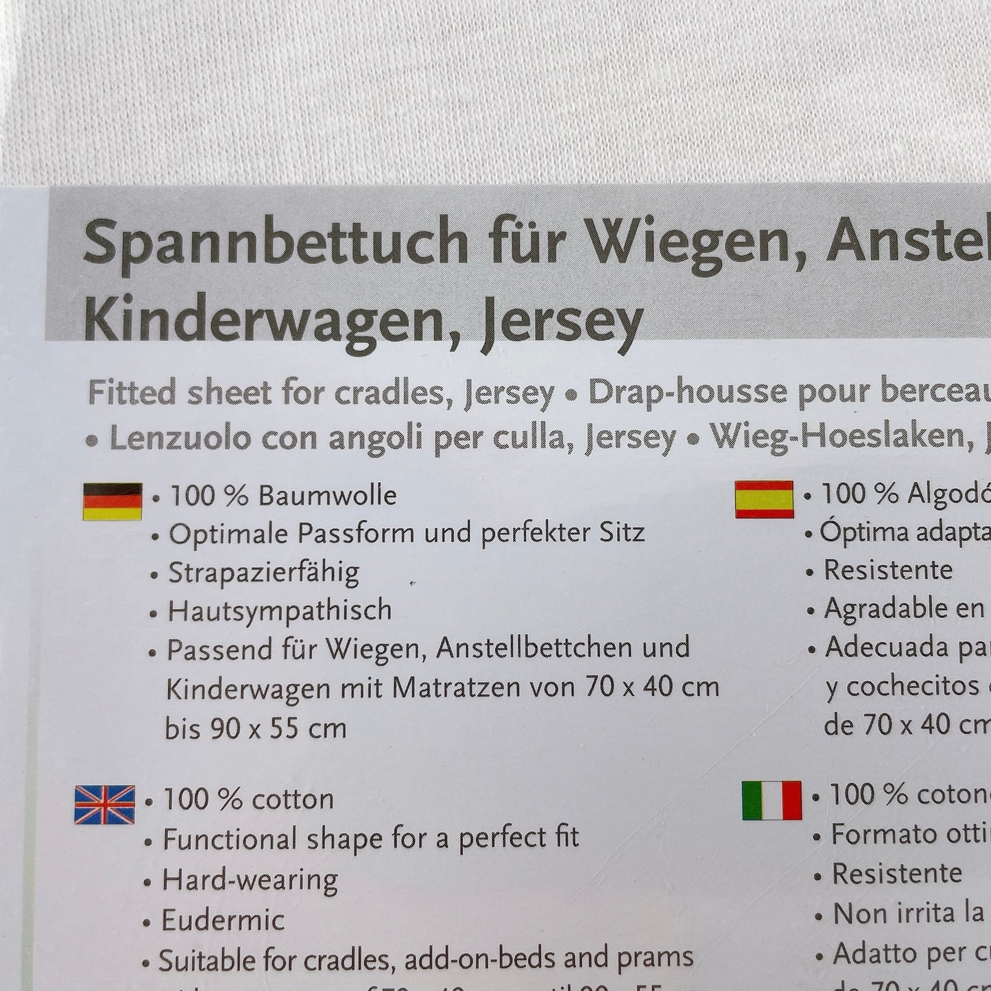 Spannbettuch für Wiegen, Kinderwagen, 70x40 bis 90x55 cm