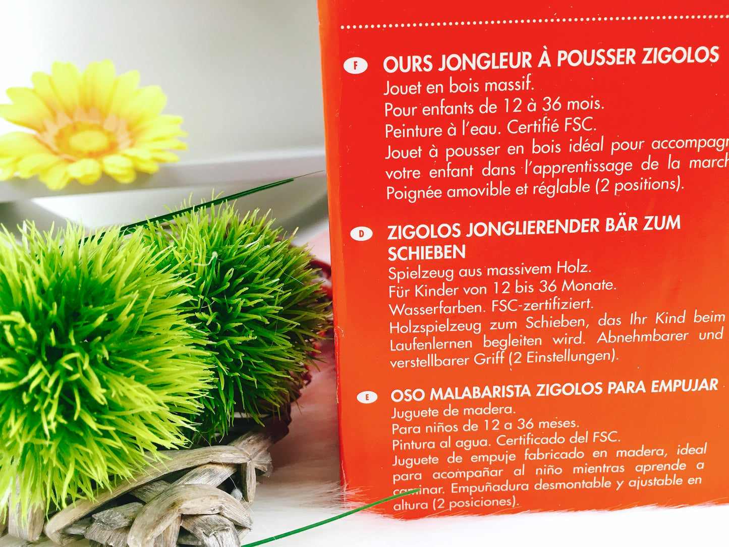 Janod Schiebetier, Zigolos Jonglierender Bär zum Schieben, Holz