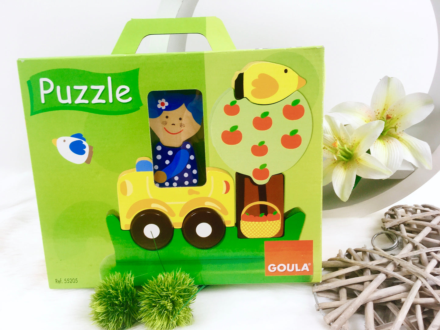 Goula Holzpuzzle, 9 Teile, Mädchen mit Auto