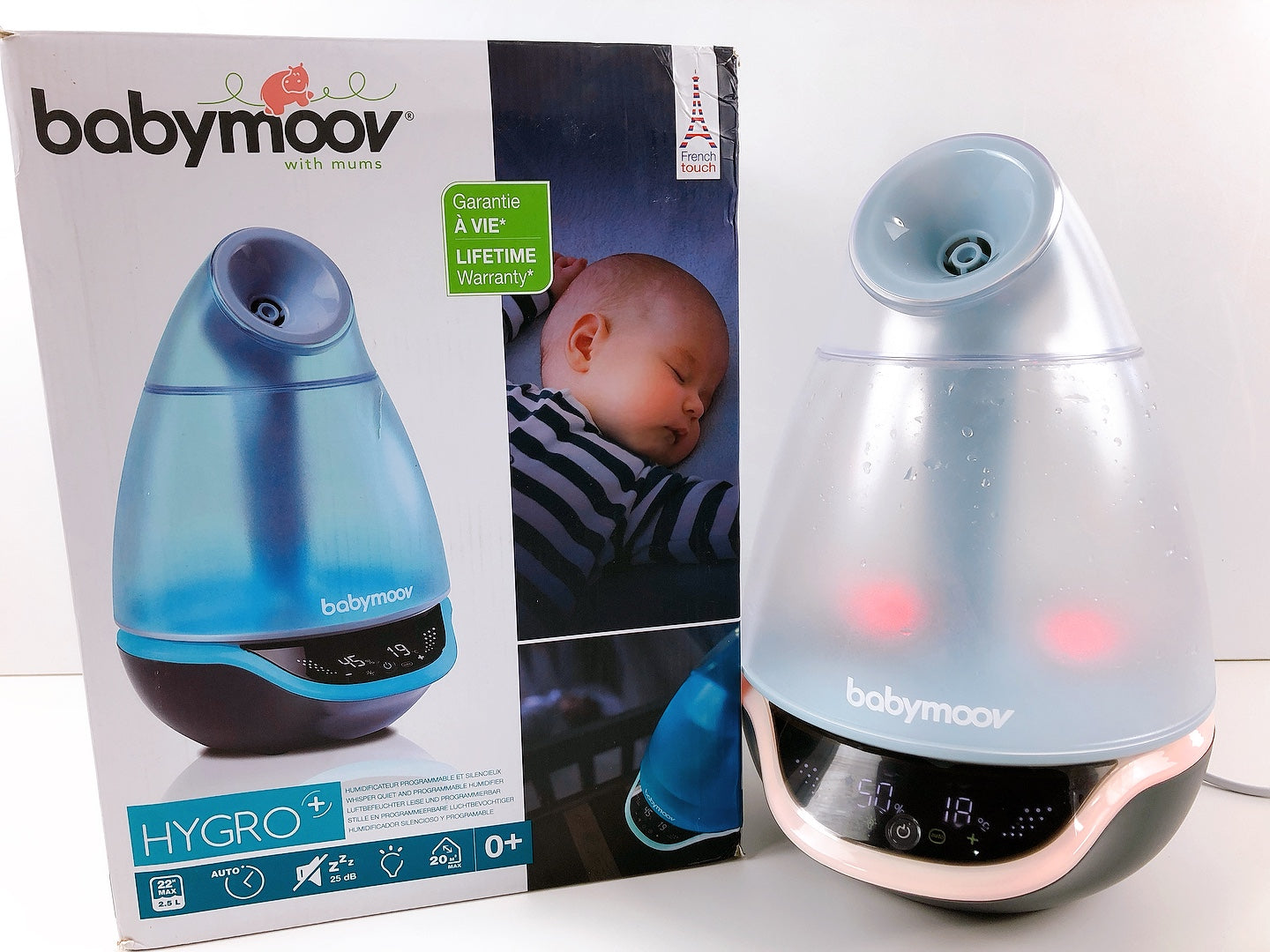 Babymoov Luftbefeuchter Hygro+, Babyluftbefeuchter, Nachtlicht
