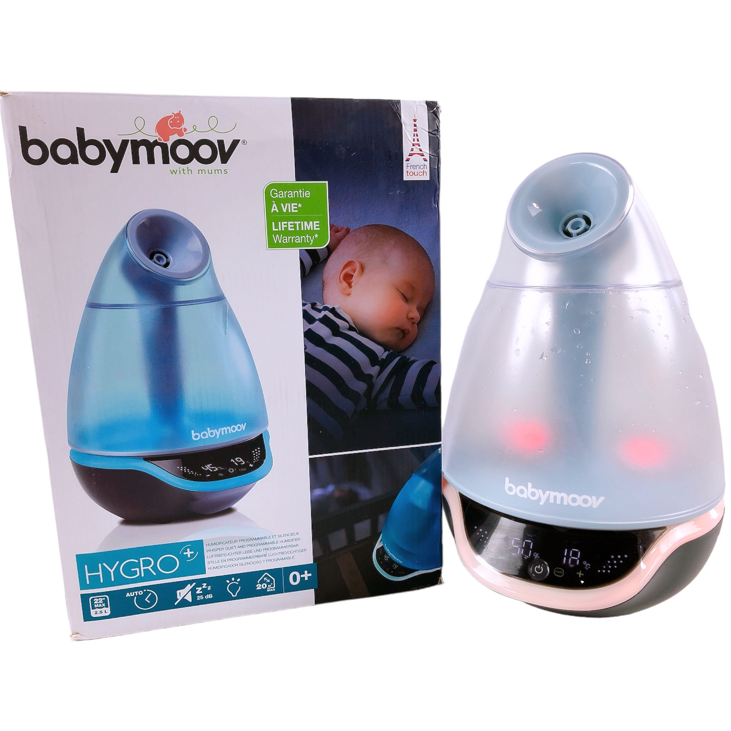 Babymoov Luftbefeuchter Hygro+, Babyluftbefeuchter, Nachtlicht