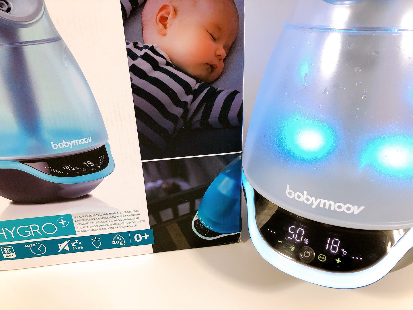 Babymoov Luftbefeuchter Hygro+, Babyluftbefeuchter, Nachtlicht