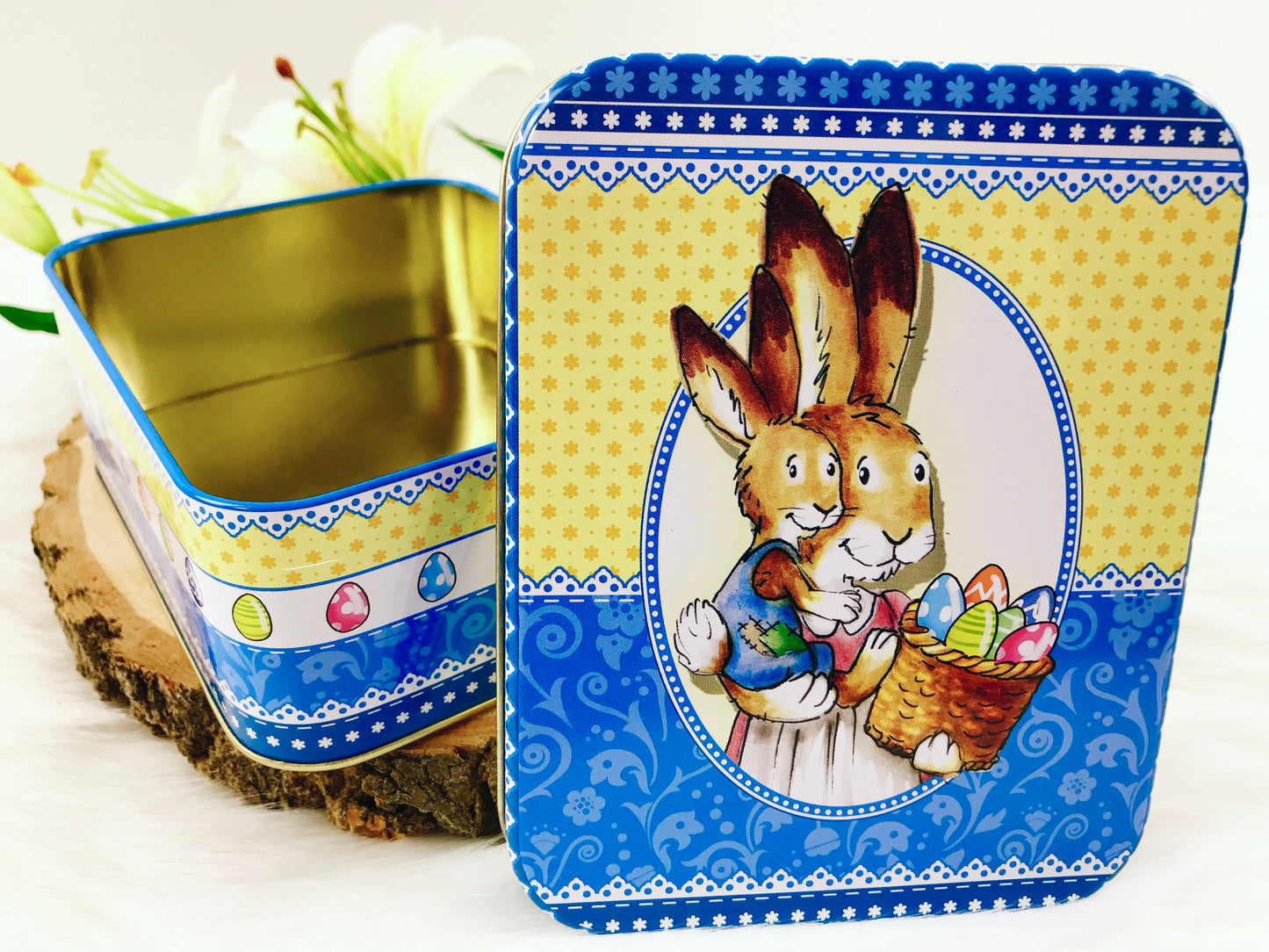 Osterdose mit Ostermotiv und Deckel, Metalldose