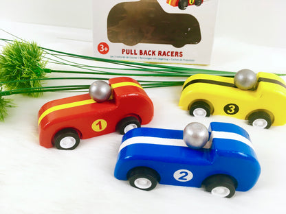 Le Toy Van, Rückzugautos 3er Set, Rennautos, Holz