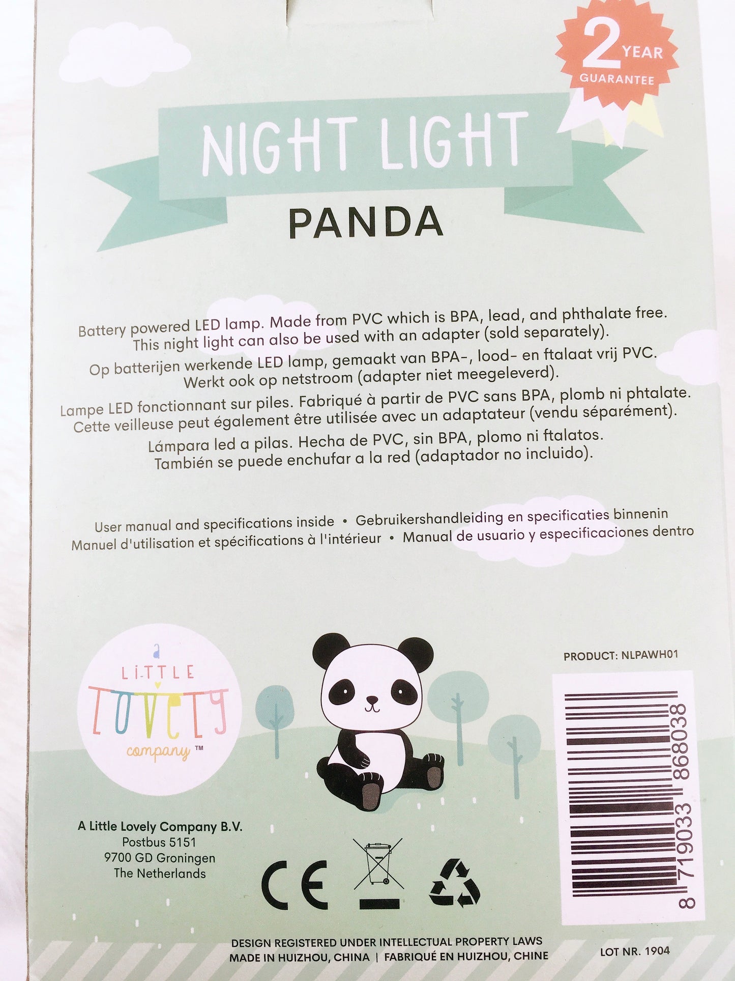LED-Nachtlicht Panda mit Timerfunktion, A Little Lovely Company