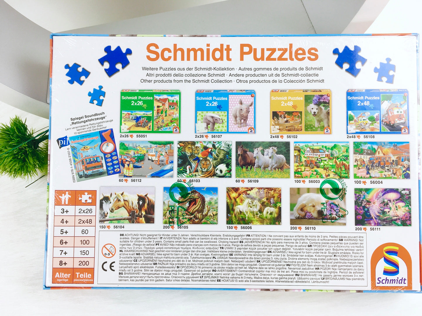 Schmidt Puzzle Zookinder, 2 x 26 Teile, Elefant und Nashorn