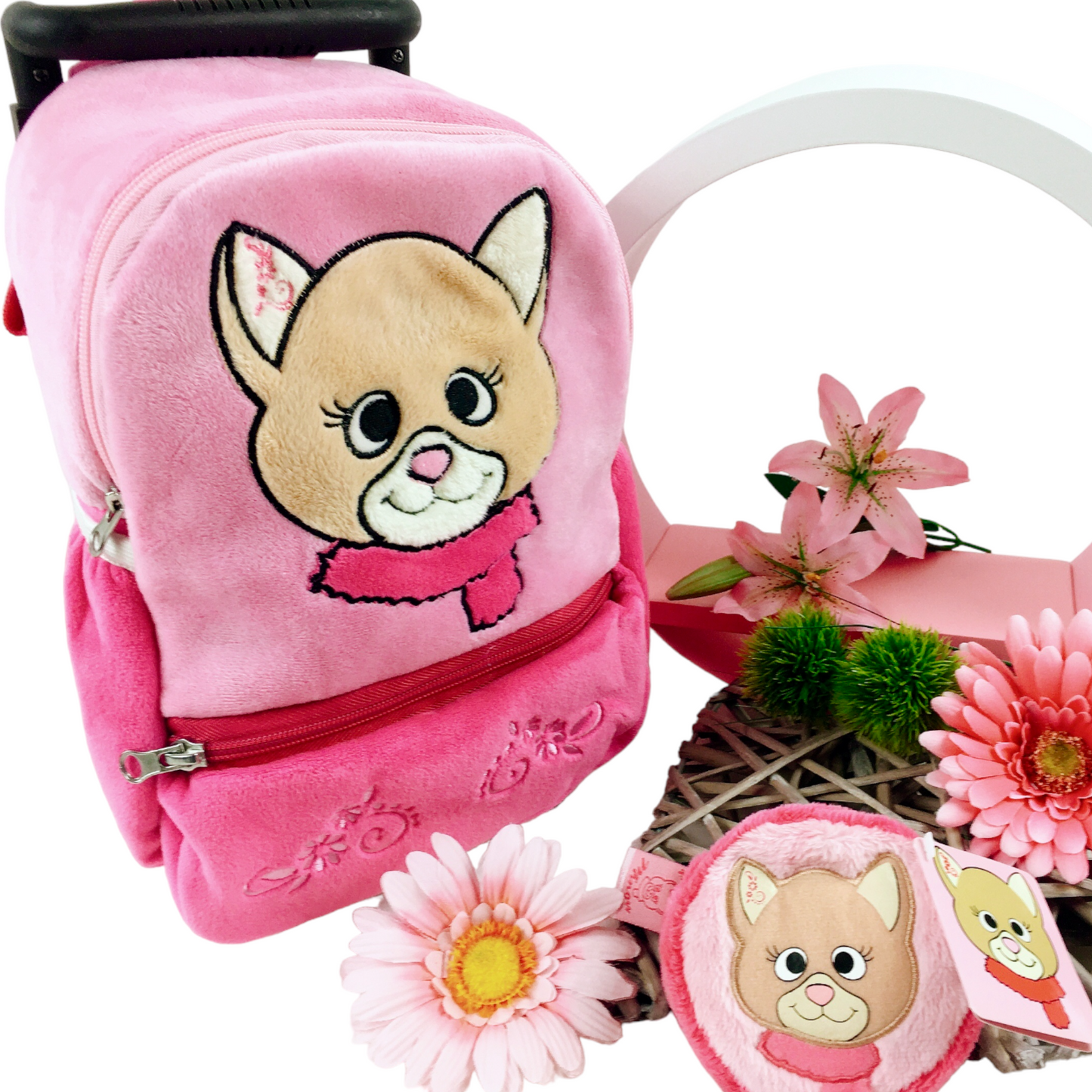 Heunec Set Kuschelkatzen Trolley/Rucksack + Geldbörse, Mademoiselle Minou