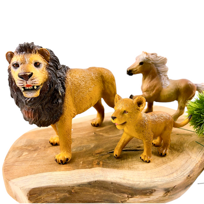 Tier-Set Löwe, Löwenjunges, Wildpferd, Kindertoyz