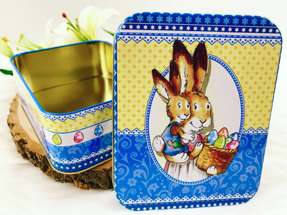 Osterdose mit Ostermotiv und Deckel, Metalldose